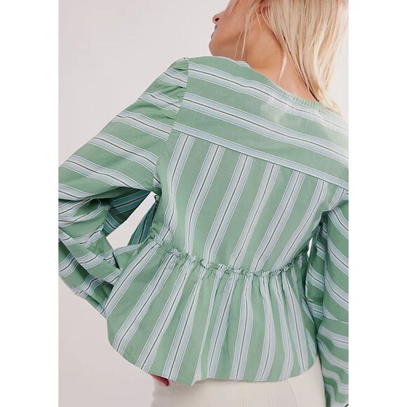 🎉LAST CHANCE🎉 FREE PEOPLE Brunch Babe Blouse / White Spruce Combo - Picture 4 of 11